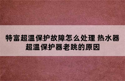 特富超温保护故障怎么处理 热水器超温保护器老跳的原因